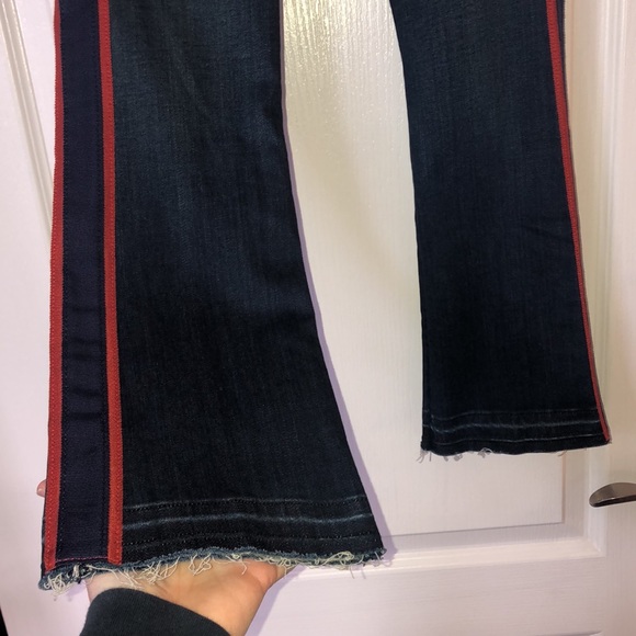 Veronica Beard 10” Carolyn Baby Boot Jeans in Midnight w/Red Tuxedo Stripe. 25. - Picture 4 of 12